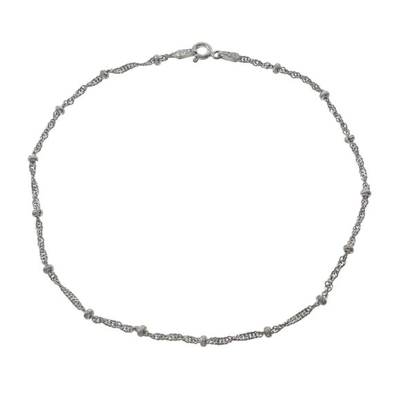 Vintage Italian FAS Sterling Silver 925 Beaded Chain Anklet 10" - Picture 1 of 4